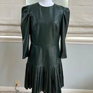Shoshanna Green Vegan Leather Dress